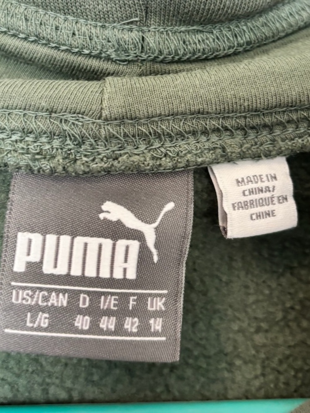 Puma Olive Green Funnel Neck Sweatshirt with Gold Puma Logo - Picture 3 of 7